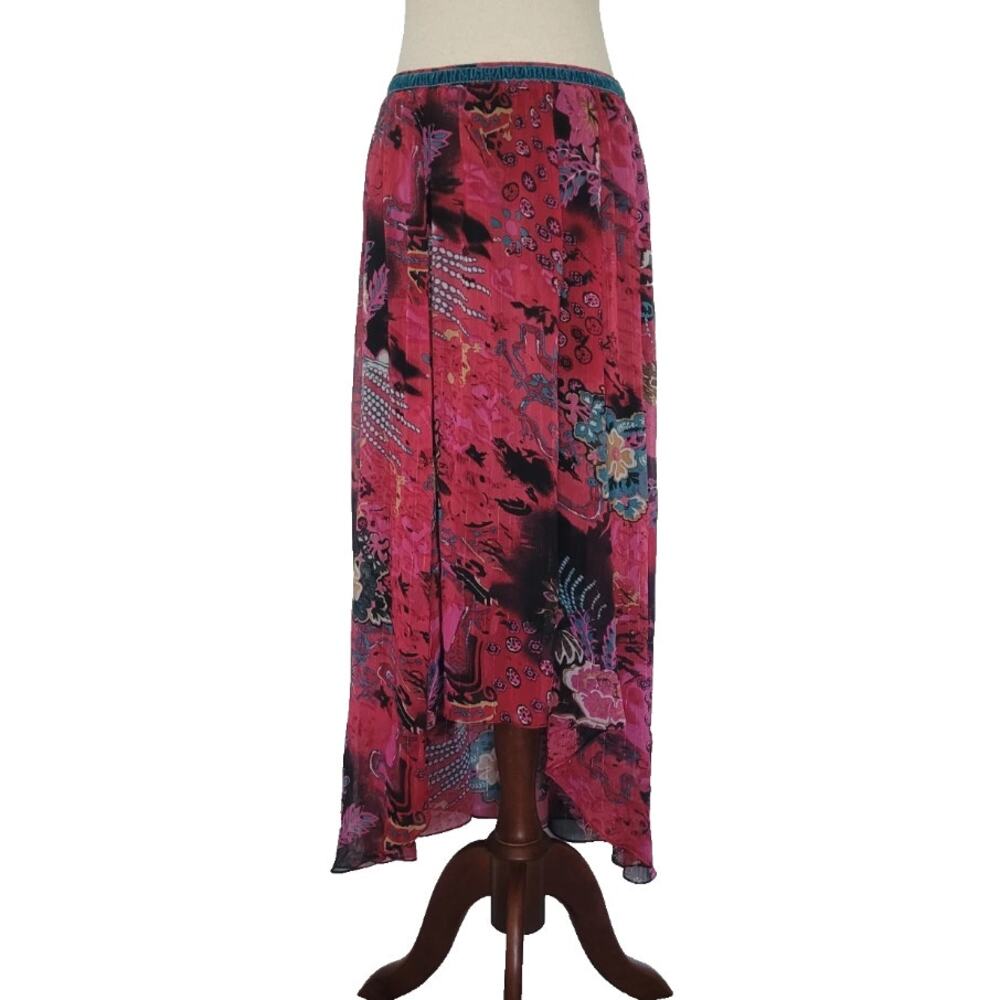 Vintage Y2k WD.NY Patchwork Print High Low Maxi Skirt Sz M Whimsigoth Fairy Boho